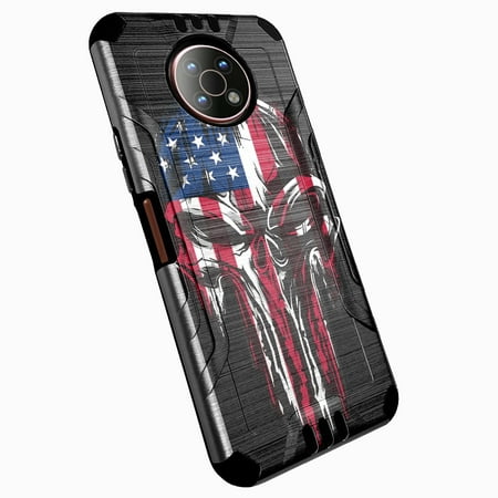 DALUX MetKase Hybrid Slim Phone Case Cover Compatible with Nokia G300 5G / Nokia N1374DL 5G (2021) - Melting Skull US Flag