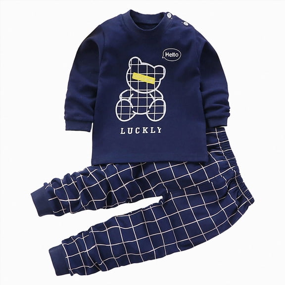 NOLDARES Toddler Baby Boy Clothing Sets Solid Color Long Sleeve Tops and Pants Kids 2pcs Outfits Size:3-6 M,Navy