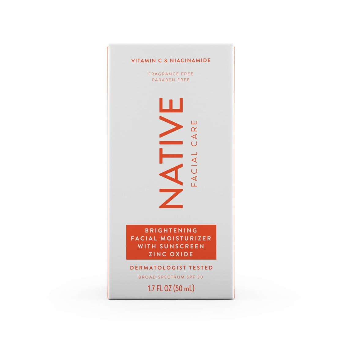 Native Sulfate-Free Brightening Facial Moisturizer with Vitamin C & B3, SPF 30, 1.7 fl oz