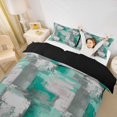 thumbnail image 3 of Homewish Green Geometric Grid Twin Duvet Cover,Abstract Art Twin Bedding,Black Reversible,2-Piece,1 Duvet Cover and 1 Pillowcase, 3 of 6