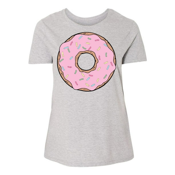 INKtastic - Pink Donut, Donut With Colorful Sprinkles, Frosting Women's Plus Size T-Shirt