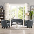 thumbnail image 2 of Modern Contemporary Urban Design Living Room Lounge Club Lobby Armchair and Loveseat Sofa Set, Fabric, Grey Gray, 2 of 6