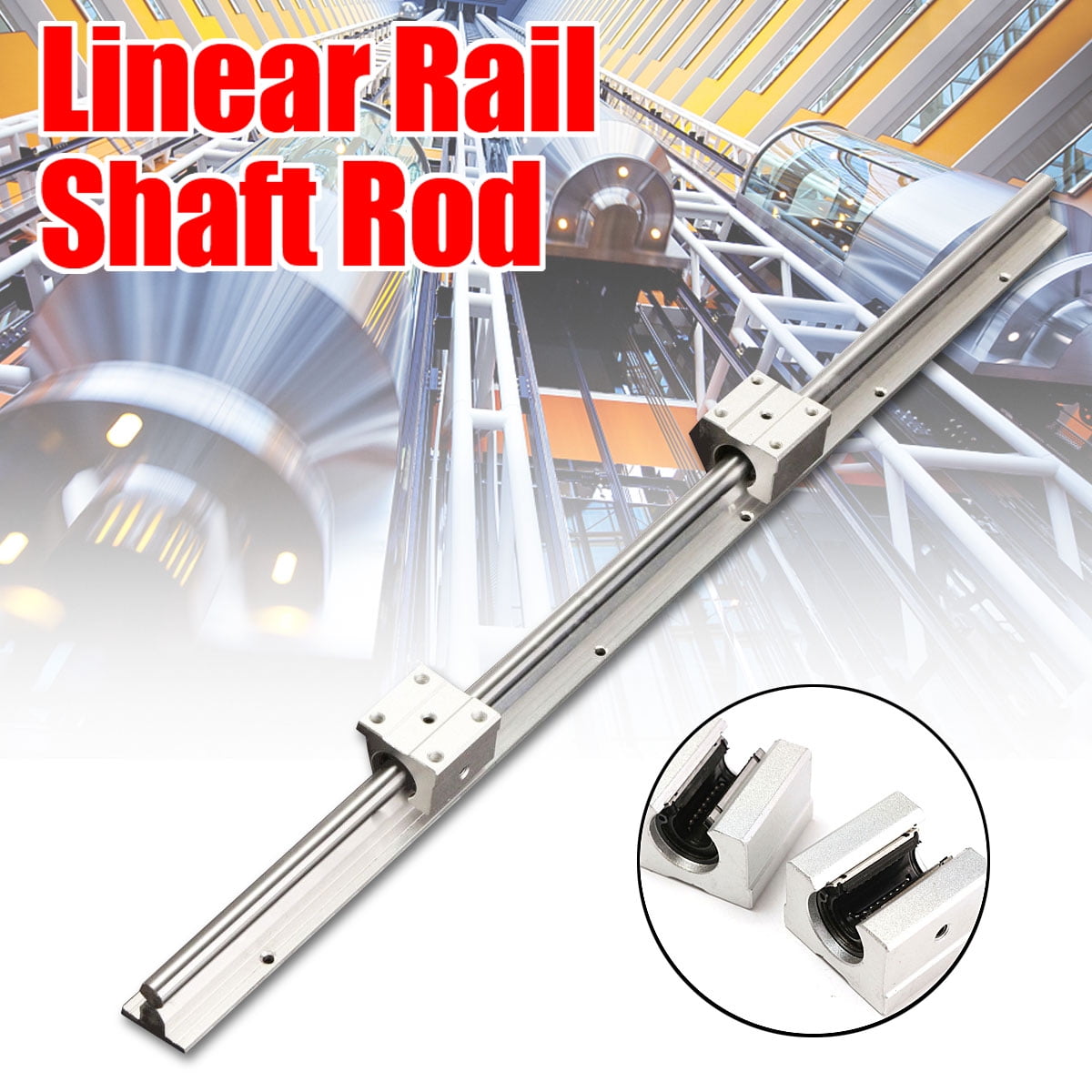 SBR12-600mm 12MM Supported Linear Bearing Rails Shaft Rod with 4 SBR12UU Block 