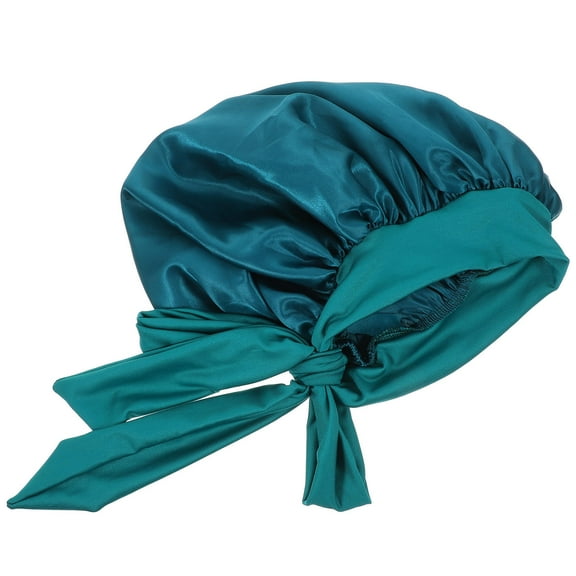 ibasenice Adjustable Bonnet for Sleeping Blue Satin Sleep Hat for Women 1Set