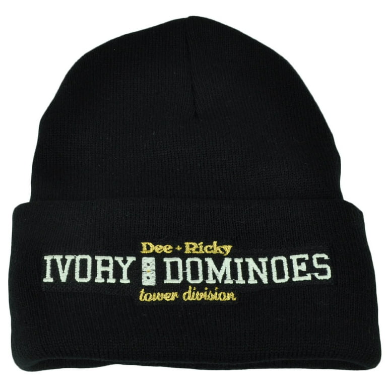 Toque Dominoes Label Knit Beanie Dee Starter Cuffed Black Ivory Ricky Black Hat