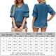 thumbnail image 2 of Blusa De Manga Corta Camiseta casual de manga abullonada doble Color sólido con cuello en V de verano para mujer (Azul oscuro XL) Cgtredaw para Mujer Azul oscuro T M, 2 of 7