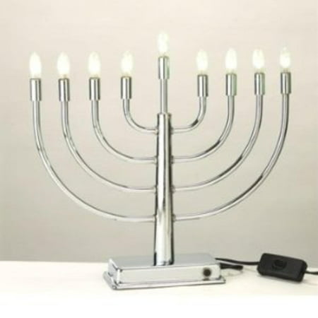 11.5&quot; Lustrous Silver LED Lighted Flameless Chanukah Hanukkah Menorah - www.semashow.com