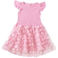 thumbnail image 2 of Tisuna Girls Summer Floral Short Sleeve Dress Tutu Party Gown With Puffy Skirt For Toddler Kids Breathable Cozy Casual Playwear Dress Pink Size 2-3 Years, 2 of 6