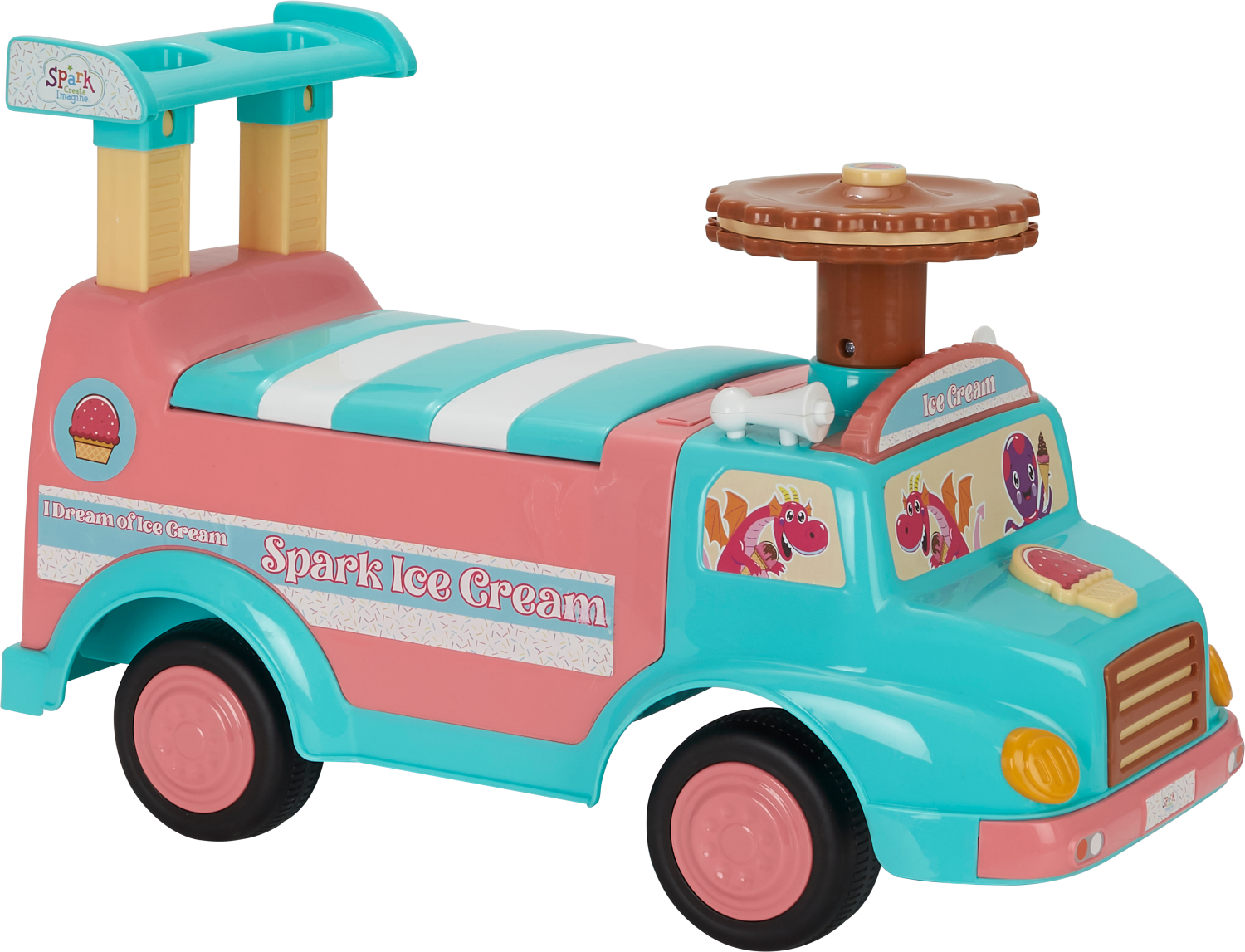 Spark, Create, Imagine, Interactive Ice Cream Truck Push Ride on Toy, Boys and Girls Ages 1-3 Years - image 4 of 18