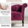 thumbnail image 6 of Velvet Chaise Lounge Zarler Indoor Modern Tufted Long Lounger with Pillow for Living Room Bedroom Office HotPink, 6 of 9