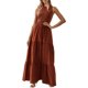 thumbnail image 1 of ZHAOCHENG Vestidos de verano sin mangas para mujer, vestidos largos para invitadas de boda, blusas de punto acanalado y falda de poliéster con bolsillos, 1 of 3