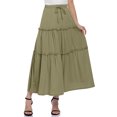 thumbnail image 2 of Yesfashion Women Maxi Skirt Boho Elastic High Waist Pleated A-line Flowy Ruffle Swing Tiered Long Beach Skirt, 2 of 5