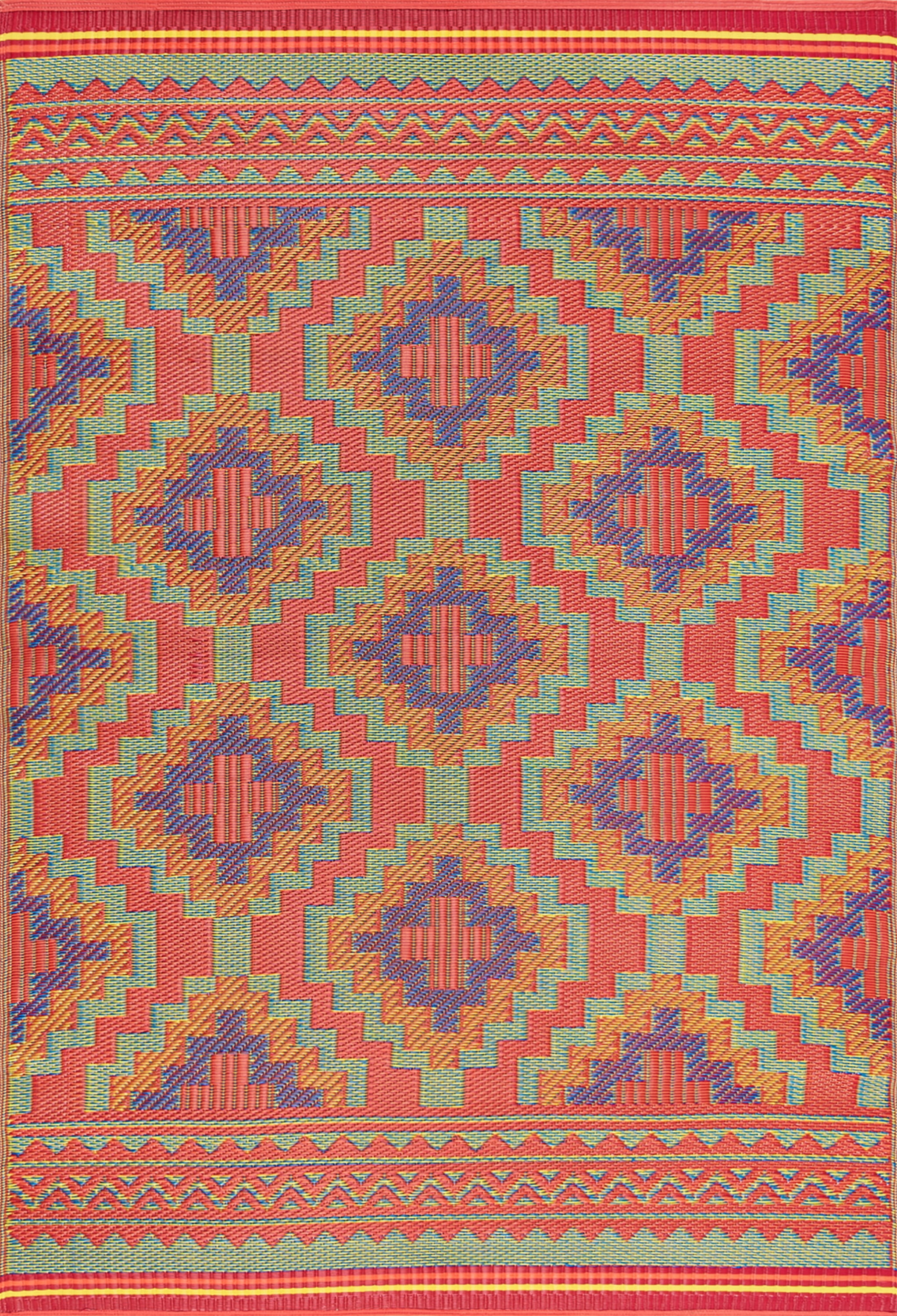 4x6 Reversible Multicolor Polypropylene Outdoor Geometric Area Rug