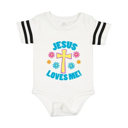 

Inktastic Easter Jesus Loves Me with Cross and Flowers Gift Baby Boy or Baby Girl Bodysuit
