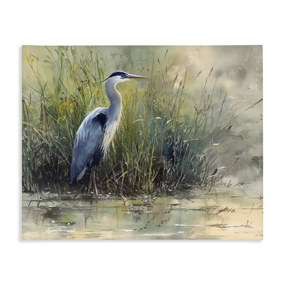 Stupell Industries Rustic Lodge Heron In The Grass Canvas Art, 20 x 16, by Franklyn Gregory