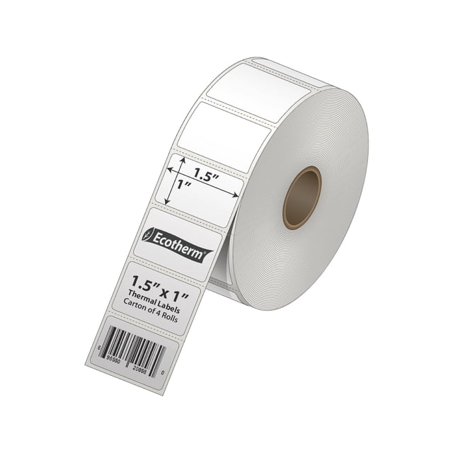 Etiquetas térmicas Ecotherm, 1,5 x 1 pulgadas, 5300, 4 rollos