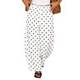 thumbnail image 2 of WGRFFH Polka Dot Pants for Women,Wide Leg Palazzo Pants,Casual Barrel Baggy Pants,Elastic High Waist Comfy Trousers with Pockets,Summer Boho Beach Pants,Lightweight Loose Ankle Pants White, 2 of 7