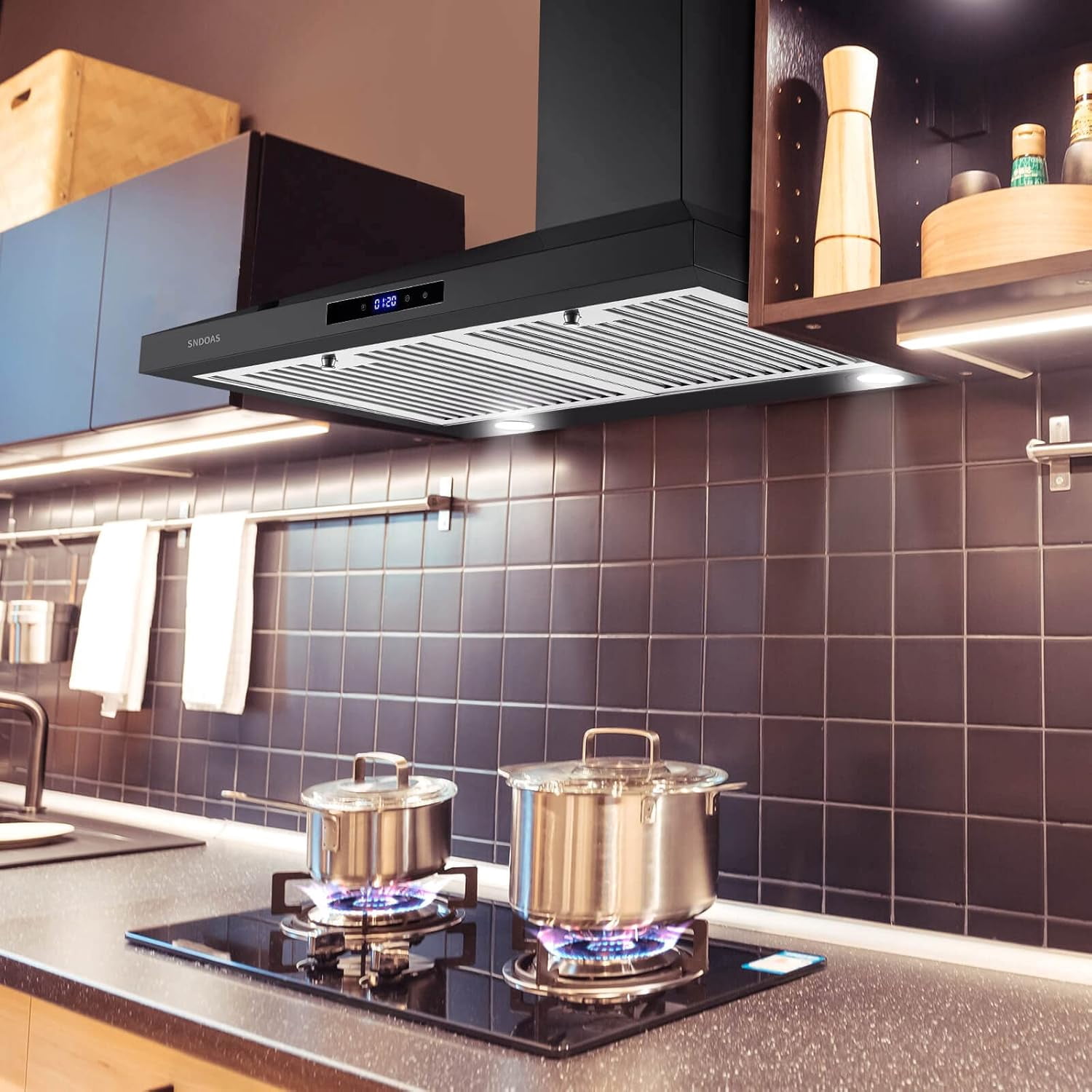 30 inch Wall Mount Range Hood 30 inches,Stainless Steel Wall Mount Range Hood,Vent Hood 30 inch w/Touch Control,Ducted/Ductless Convertible,Chimney-Style Over Stove Vent Hood,Kitchen Hood,Baffle Filt