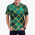 thumbnail image 5 of Yiaed Green Mosaic GlassPrint Men's Short Sleeve Polo Shirt,Golf Polo for Men Three-Button Golf Shirt Athletic Casual Collared T-Shirt- XX-Large, 5 of 7