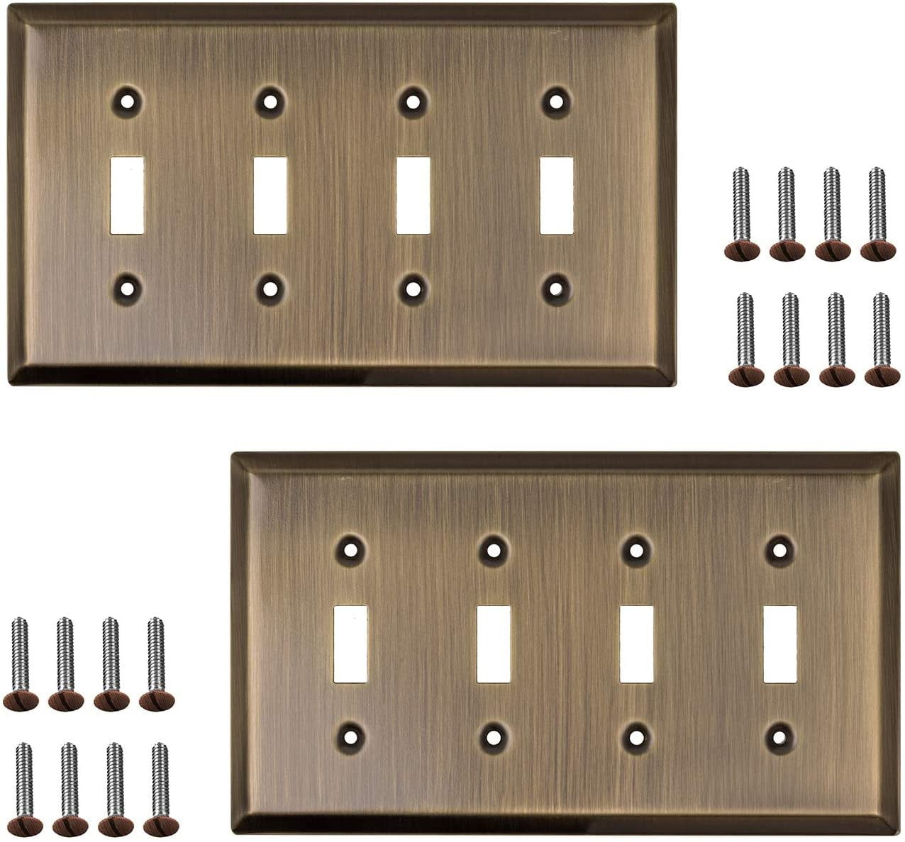 Sleeklighting 2 Pack Decorative Antique Brass Outlet Covers 4 Gang