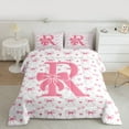 thumbnail image 2 of Homewish Initial Alphabet R Girl 3-Piece Full Size Comforter Sets,Kawaii Pink Bowtie Bedding Comforter Set,Dreamy Princess Lightweight Bedding Sets,Super Cozy Room Decor,Reversible, 2 of 8
