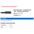 thumbnail image 2 of Stop Light Switch - Compatible with 1967 - 1968 Chevy Chevy II, 2 of 2