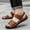 #0033-Brown, variant on Men'S Pu Leather Flat Sandals With Adjustable Dual-Use Ankle Straps Comfortable Breathable Open-Toe Slip-On Sandals, Soft Casual Sliding Slippers Hiking Sandals Open Toe for Work Driving Gift
