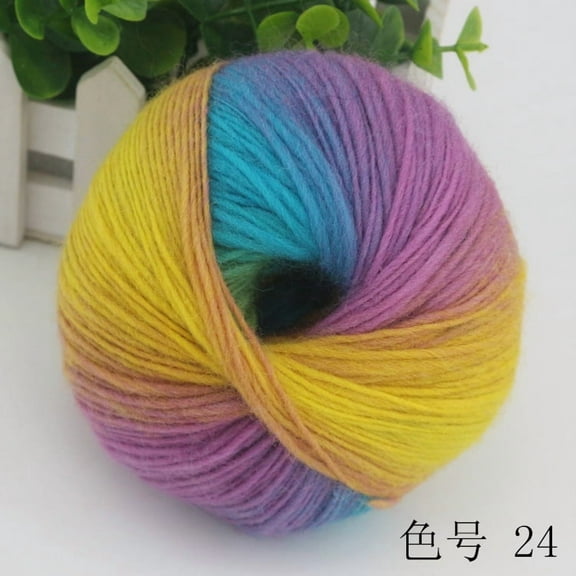 Nvzi-a 1 Pack Rainbow Soft Yarn 100% Wool Gradient Multi Color Yarn for Crocheting Knit Total Length 180m×1(196yds×1,50g×1)，W