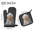 thumbnail image 2 of Yayeee Oven Mitts and Pot Holder Set of 2 Heat Resistant Kitchen Gloves Baking Hot Pad, White Halloween Dog, 2 of 5