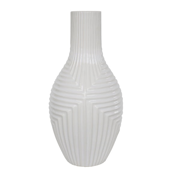 Sagebrook Home Ceramic 16" Tribal Vase, White
