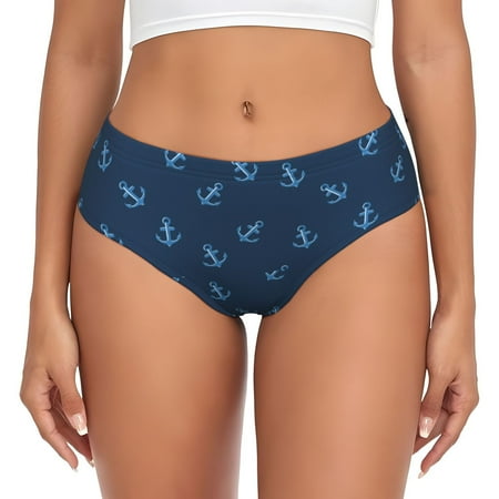Womens Underwear - cool navyblue anchor No Show Seamless Underwear for Women  Kawaii Soft Stretch Women s Panties  Hipster Ladies Panties Bikini Underwear Briefs