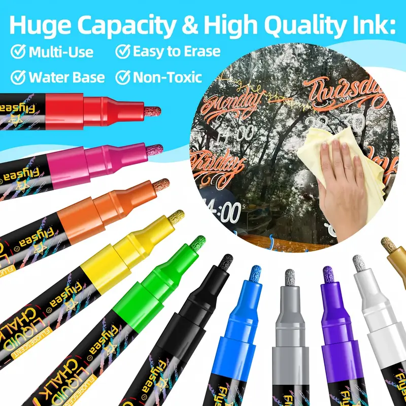 Liquid Chalk Markers 12-Pack, 1mm Extra Fine Point photo 2