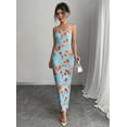 thumbnail image 4 of Women's Sleeveless Floral Print Maxi Dress,Bodycon with V-Neck, backless dress Casual Wear Spaghetti Strap Womenswear dress, 4 of 5
