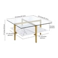 thumbnail image 5 of Evelyn&Zoe Otto 32" Wide Square Coffee Table with Faux Marble Shelf, Brass, 5 of 7