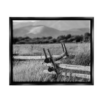 Stupell Industries Countryside Ranch Fence Rural Pasture Grass Photography Photograph Jet Black Floating Framed Canvas Print Wall Art, Design by Steve Smith