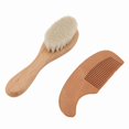 thumbnail image 2 of Small Baby Wool Brush and Curved Comb Set Goat Hair Brush For Newborn Scalp Massage Gentle Grooming, 2 of 5