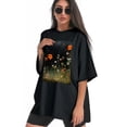 thumbnail image 3 of Plus Size Shirt for Women Black Tops for Women Short Sleeves Shirt for Women Flower Garden T Shirt Crewneck Shirt for Women XS, 3 of 5