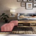 thumbnail image 2 of SIMPLIHOME Nate Square Pouf, Footstool, Upholstered in Patterned Maroon Melange Hand Woven Cotton, for the Living Room, Bedroom and Kids Room, Transitional, Boho, 2 of 2