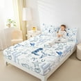 thumbnail image 4 of Manfei Retro Bull Skull Full Sheet Set,Blue Cowgirl Boots Starfish,Luxury Decor,4-Piece, 4 of 7