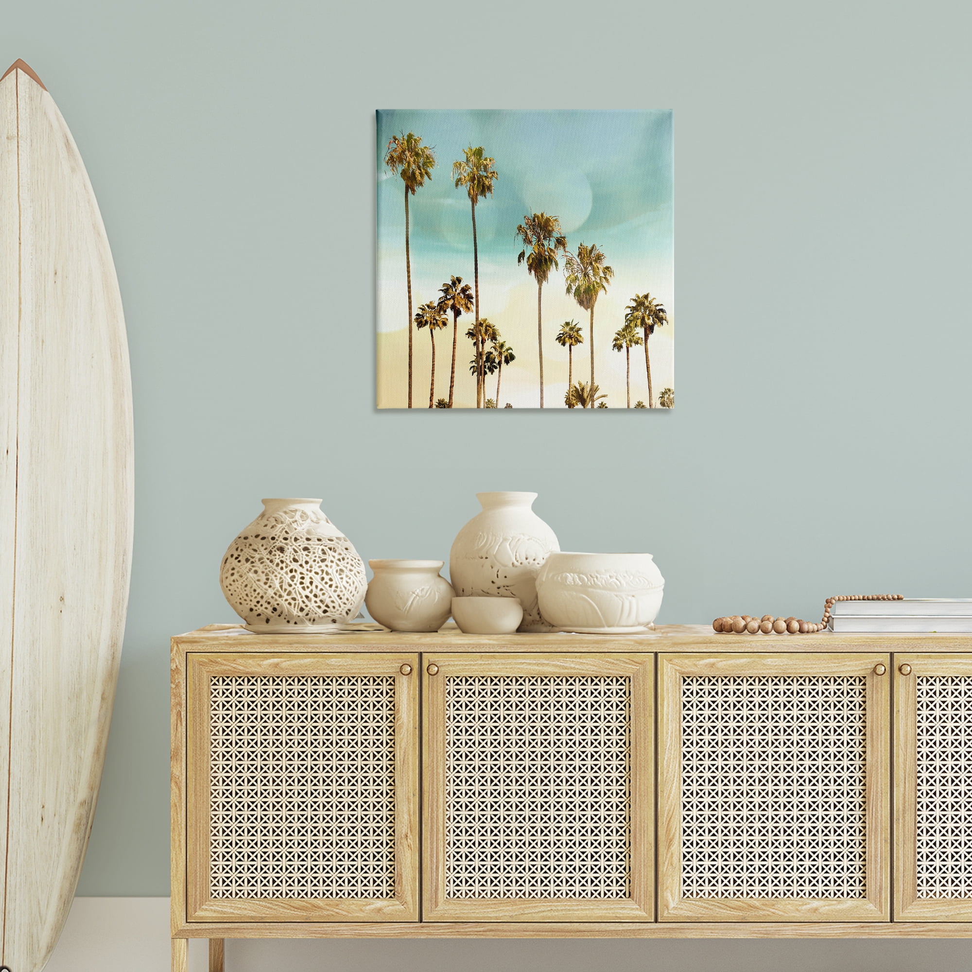 Stupell Industries Palm Tree Beach Sky Nautical & Beach Painting Wrapped Canvas Art Print Wall Art, 30 x 30