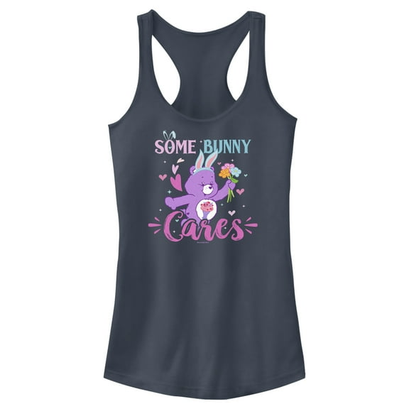 Junior's Care Bears Some Bunny Cares  Racerback Tank Top Indigo Medium