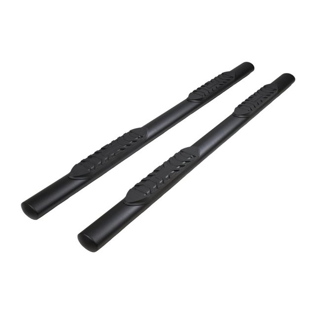 TrailFX Nerf Bar A1554T TFX 4 Oval Tube Side Steps; With Step Pads; 4 Inch Oval Straight; Powder Coated; Black; Steel; Without End Caps; Rocker Panel Mount