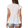 thumbnail image 3 of BLUSA DE VERANO PEPLUM CON MANGAS CORTAS DE CROCHET Y LAZO EN EL CUELLO PARA MUJERES INSPIRE CHIC TAMAÑO XS BLANCA, 3 of 6