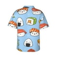 thumbnail image 3 of Balery Kawaii Sushi Print Men's Hawaiian Shirts Short Sleeve Beach Shirt Relaxed Fit Vacation Button Down Shirts-Small, 3 of 9