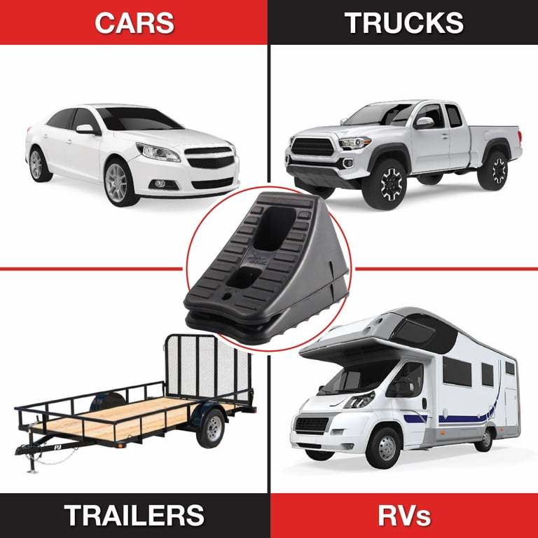 Xtreme-Duty Wheel Chocks (Pair) - Heavy Duty Nylon Reinforced Rubber Chocks For Truck & Off-Road Recovery