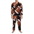 thumbnail image 3 of Honeii Brown Football On Black Pattern Mens Pajamas Set,2pcs Men's Lounge Long Sleeve Sleep Shirt and Pajama Bottoms Sleepwear Set,Mens Pjs Sets-Medium, 3 of 7