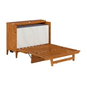 AFI Santa Fe Full Wood Murphy Bed Chest with 6 Mattress and Charger, Light Toffee