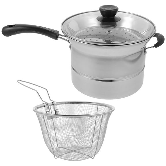 Tineasur Stainless Steel Frying Pot Set with Strainer for Easy and Convenient Cooking
