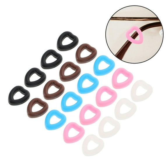 FUEENIRVA Anti Slip Temple Grips for Glasses 10 Pairs Silicone Heart Shape Eyewear Accessory for Men Women