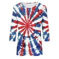 thumbnail image 4 of Black*Friday Deals 2025 Womens Clothes Clearance GaThRRgYP Women's Fashion Independence Day T-shirt,Women's Independence Day Fashion Printed Round Neck 3/4 Sleeve T-shirt Top Red L, 4 of 5